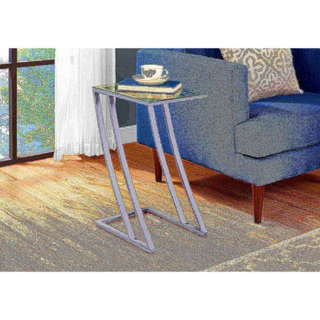 MONARCH SPECIALTIES Accent Table - Silver Metal With Tempered Glass I 3090